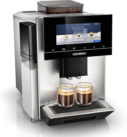 SIEMENS Fully Automatic Coffee Machine EQ900 plus TQ903DZ3, Automatic Cleaning and Descaling, App Control, Intuitive Full Touch Display, Barista Mode, Noise Reduction, Premium Grinder, 1500 W