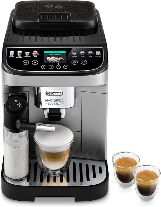 De'Longhi Magnifica Evo ECAM 292.33.SB Fully Automatic Coffee Machine with Milk Frothing Nozzle, 5 Direct Selection Buttons for Espresso, Coffee and Coffee Specialities, Intuitive Control Panel, 2-Cup