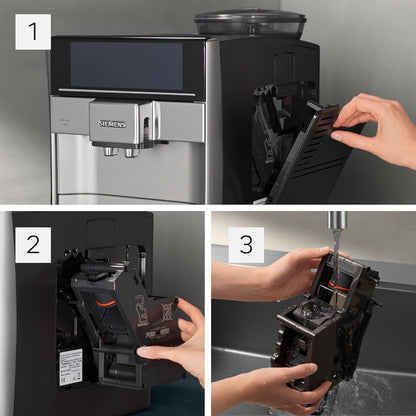 Siemens EQ.6 Plus s300 TE653501DE Fully Automatic Coffee Machine (1,500 Watts, Ceramic Grinder, Touch Sensor Direct Selection Buttons, Personalised Drink) Silver